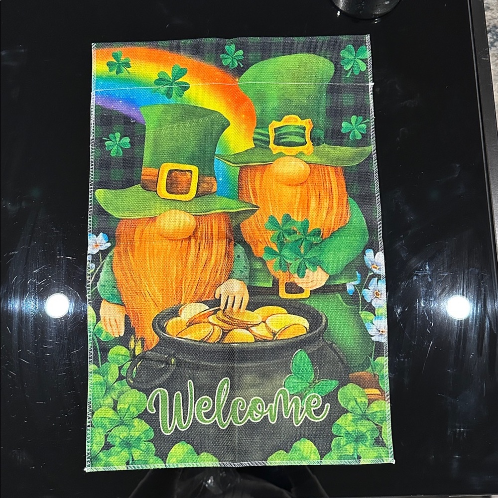 $8 OR PICK 5 FOR $25 sale 🎁🍀🌈Double Sided Welcome with gnome Garden Flag 18x12